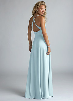 Azazie Davis Jurken voor bruidsmeisjes Jurk van Stretch Satijn met A-Lijn Geplooid Wolkenblauw image3