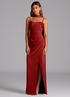 Azazie Calandra Suknie dla druhen Linia A Pofałdowany Satyna elastyczna Do ziemi Sukienka image3