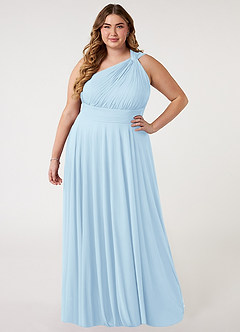 Azazie Charlize Robes de demoiselle d'honneur Robe Trapèze en Maille Ue épaule Bleu Ciel image6
