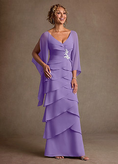 Azazie Arabinda Klänningar till brudens mor Klä Tubklänning i Chiffong Rynkad Tahiti image1