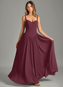 Azazie Evadina Suknie dla druhen Linia A Gorset Szyfon Do ziemi Sukienka image1