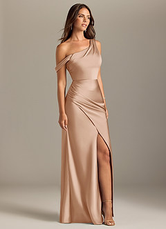 Azazie Madelyn Bridesmaid Dresses English Rose Mermaid Off the Shoulder Stretch Satin Convertible Dress image4