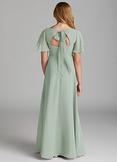 Azazie Kimber Junior A-Linie Plissee Chiffon Kleid Agave image2