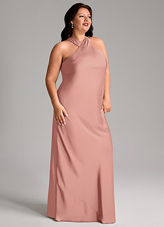 Azazie Doretta Bridesmaid Dresses Rosette Mermaid Pleated Stretch Satin Dress image8