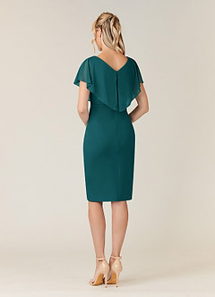 Azazie Waverly Mother of the Bride Dresses Peacock Sheath Pleated Mesh Dress image4