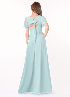 Azazie Kimber Brautjungfernkleider A-Linie Volantärmel Chiffon Kleid Nebel image2