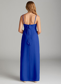 Azazie Mai Junior Royal Blue Sheath Pleated Chiffon Dress image2
