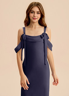 Azazie Bellalina Junior Stormy Mermaid Pleated Stretch Satin Dress image6