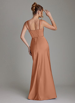 Azazie Agustina Vestidos de madrinha de casamento Vestido Bronzeador de Cetim elástico de sereia com Corpete image2