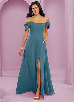 Barbie ♥ Azazie Jurken voor bruidsmeisjes Converteerbaar Jurk van Chiffon met A-Lijn Off the Shoulder Bermuda image1