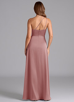 Azazie Trina Bridesmaid Dresses Dusty Rose A-Line One Shoulder Stretch Satin Dress image2