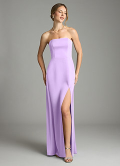 Azazie Wren Bridesmaid Dresses Lilac A-Line Strapless Stretch Satin Convertible Dress image2
