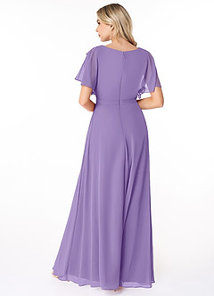 Azazie Aaliyah Abiti da damigella modesti Abito A-Line con Scollo a U a Pieghe Chiffon Floor-Length image2
