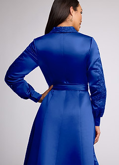 Azazie Ruth Kleider für die Brautmutter A-Linie Spitze Matte Satin Kleid Königsblau image5