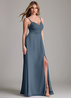 Azazie Terese Bridesmaid Dresses Neptune A-Line Pleated Chiffon Dress image3