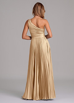 Azazie Lyrica Bridesmaid Dresses Champagne A-Line One Shoulder Stretch Satin Dress image8