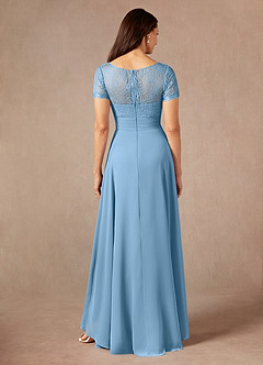 Azazie Polly Kleider für die Brautmutter A-Linie Spitze Chiffon Kleid Stahlblau image4