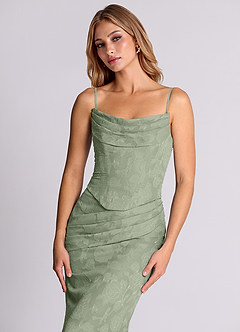 Azazie Sorrel Bridesmaid Dresses Agave Mermaid Corset Floral Burnout Convertible Dress image7