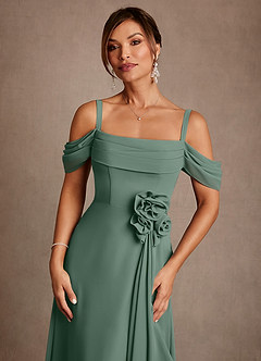 Azazie Amherst vestidos de madre de la novia Vestido de Eucalipto de Gasa de Corte en A con Vestidos sin tirantes image5