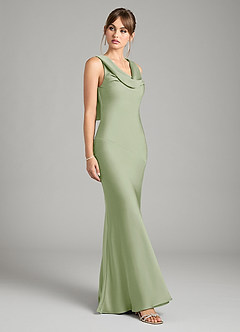 Azazie Rylina Bridesmaid Dresses Dusty Sage Mermaid Stretch Satin Dress image5