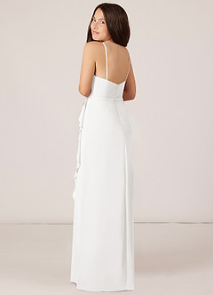 Azazie Kaylee Junior Jurk van Chiffon met A-Lijn met Riem Wit image5