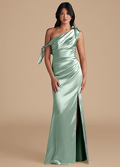 Azazie Xyla Vestidos de damas de honor Vestido de Agave de Satén Metálico de Corte Recto Convertible con Vestidos sin tirantes image1