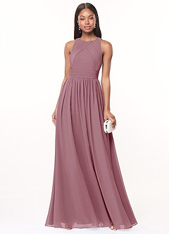 Azazie Harper Bridesmaid Dresses Vintage Mauve A-Line Pleated Chiffon Dress image1