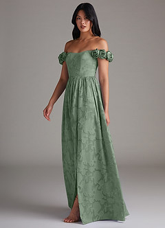 Azazie Autumn Vestidos de damas de honor Vestido de Matcha de Devorado Floral de Corte en A Convertible con Vestidos sin tirantes image4