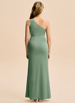 Azazie Akilah Junior Etui Plissee Stretch-Satin Kleid Matcha image6