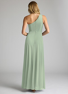 Azazie Brooke Bridesmaid Dresses Dusty Sage A-Line One Shoulder Mesh Dress image5