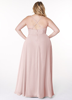 Azazie Naeem Bridesmaid Dresses Blushing Pink A-Line V-Neck Ruffle Chiffon Dress image8