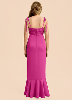 Azazie Ryan Junior Fuchsia Sheath Bow Stretch Satin Dress image2