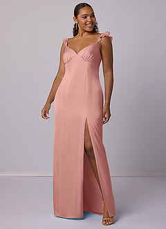 Barbie ♥ Azazie Bridesmaid Dresses Rosette Sheath Stretch Satin Dress image6