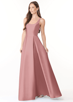 Azazie Neve Bridesmaid Dresses Dusty Rose Ball-Gown with Pockets Stretch Satin Dress image3