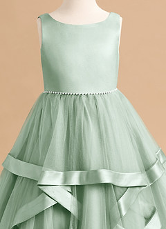 Azazie Posy Flower Girl Dresses Agave A-Line Beaded Tulle Dress image5