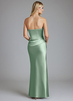 Azazie Lenya Brautjungfernkleider Etui Plissee Stretch-Satin Kleid Agave image2