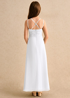 Azazie Zaida Girls Formal Flower Girl Dresses White A-Line Pleated Chiffon Dress image2