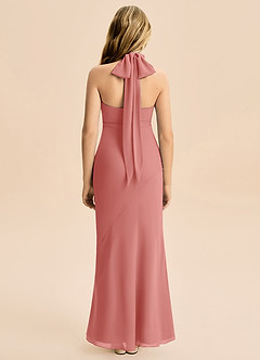 Azazie Velli Junior Vestido Rosa Antiga de Chiffon de sereia com Pescoço alto image2