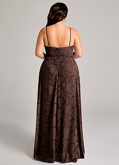 Azazie Moira Bridesmaid Dresses Ganache A-Line Side Slit Floral Burnout Dress image11