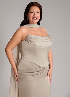 Azazie Sorrel Bridesmaid Dresses Frost Mermaid Strapless Stretch Satin Convertible Dress image13