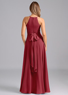 Azazie Denver Bridesmaid Dresses Pomegranate A-Line Pleated Chiffon Dress image6