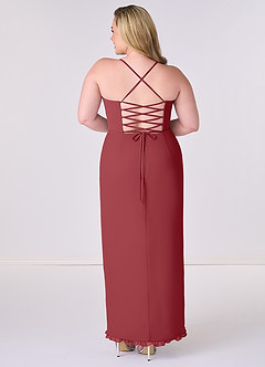 Barbie ♥ Azazie Bridesmaid Dresses Pomegranate Sheath Corset Chiffon Dress image7