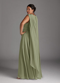 Azazie Isa Mother of the Bride Dresses Pistachio A-Line V-Neck Pleated Chiffon Dress image12