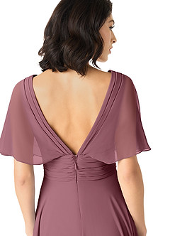 Azazie Pamela Bridesmaid Dresses Amethyst A-Line V-Neck Pleated Chiffon Dress image5