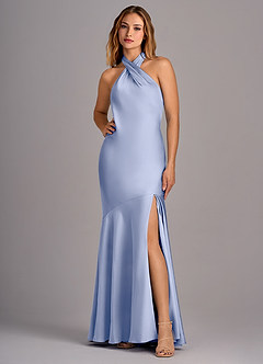 Azazie Lorena Bridesmaid Dresses Ice Mermaid Pleated Stretch Satin Dress image1