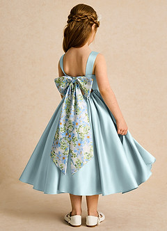 Azazie Doodlebug vestidos de niña de las flores Vestido de Neblina de Satin Mate de Corte En A con Lazo image3