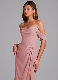 Azazie Johana Abiti da Damigella Abito Convertibile Sirena in Chiffon a Spalla Scoperta Rosa Polverosa image5