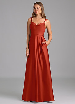 Azazie Beatrice 신부 들러리 드레스 A라인 스윗하트 네크라인 스트레치 새틴 바닥 길이 드레스 image3