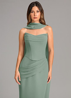 Azazie Sorrel Bridesmaid Dresses Silver Sage Mermaid Corset Chiffon Dress image6