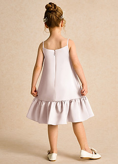 Azazie Kiwi Flower Girl Dresses Rose Petal A-Line Spaghetti Strap Matte Satin Dress image2